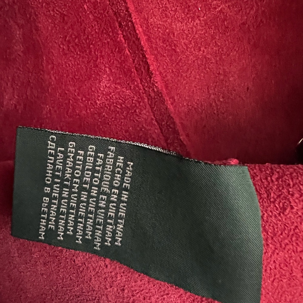 Classic Lauren Ralph Lauren Red/Beige Leather Tote Bag. - Picture 15 of 16